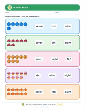 Number Words Worksheet 6 10: the sheet this page makes