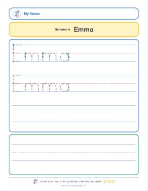 Name tracing worksheet generator