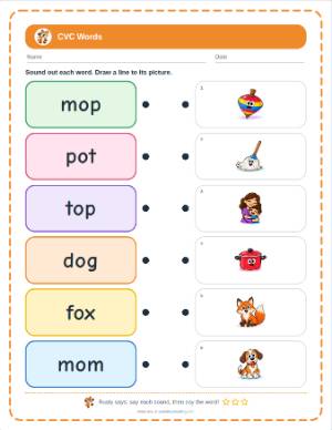 Short Vowel O CVC Words: a free printable worksheet page