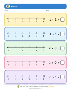 Number Line Addition Worksheets Kindergarten